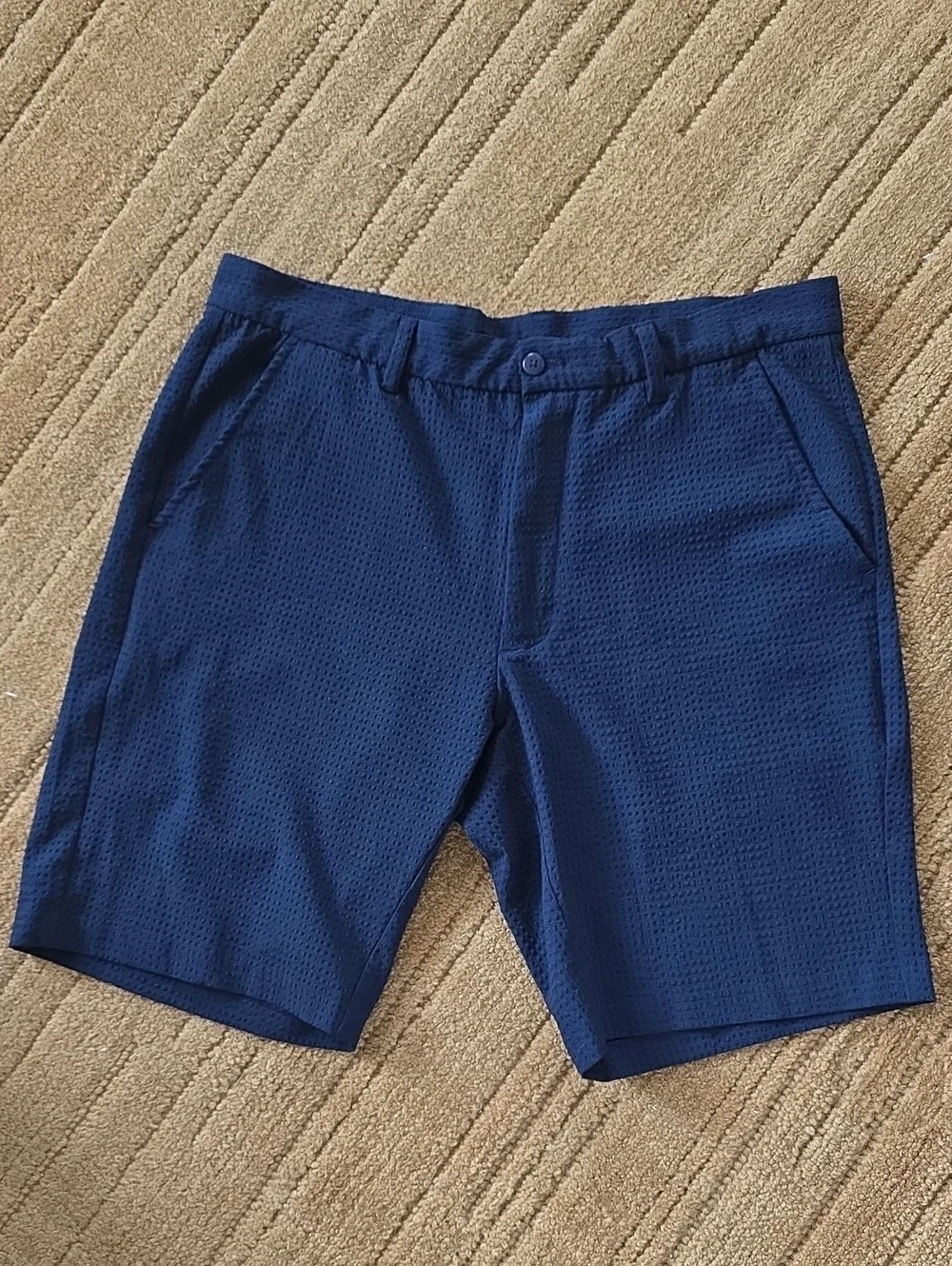 Footjoy Men's Navy Textured Seersucker Lightweight Size 35 Casual Shorts